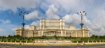 Panorama of Parliament in Bucharest, Romania in a beautiful summer day