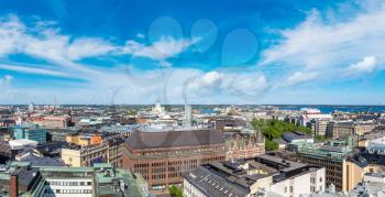 Panoramic aerial view of Helsinki in a beautiful summer day, Finland