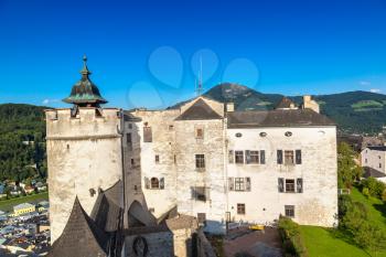 Salzburg fortress Hohensalzburg in Austria in a beautiful summer day
