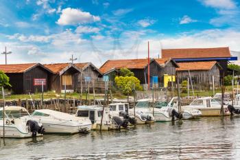 Oyster village in Arcachon Bay, France in a beautiful summer day