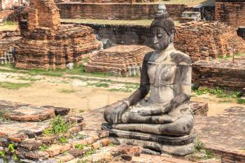 Ayutthaya Historical Park in Ayutthaya, Thailand in a summer day