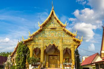 Buddhists temple in Chiang Mai, Thailand in a summer day