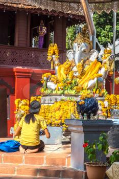 Ganesh in Wat Sri Suphan (Silver temple) - Buddhists temple in Chiang Mai, Thailand in a summer day