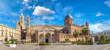Palermo Cathedral in Palermo, Italy in a beautiful summer day