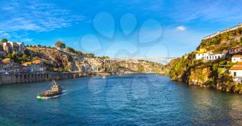 Panoramic aerial view of Porto in a beautiful summer day, Portugal