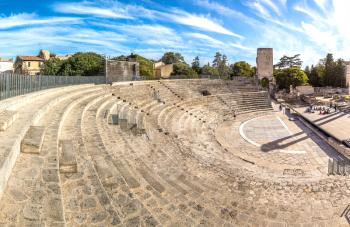 Roman amphitheatre in Arles, France in a beautiful summer day