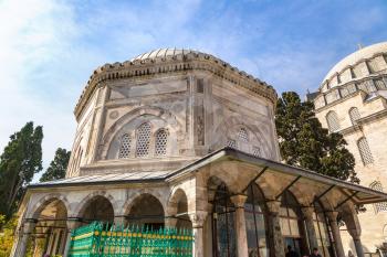 Tomb of turkish sultan Suleyman in Istanbul, Turkey in a beautiful summer day