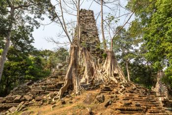 Preah Palilay temple ruins is Khmer ancient temple in complex Angkor Wat in Siem Reap, Cambodia in a summer day