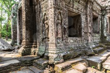 Banteay Kdei temple is Khmer ancient temple in complex Angkor Wat in Siem Reap, Cambodia in a summer day