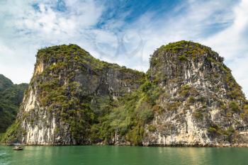 World natural heritage Halong bay, Vietnam in a summer day