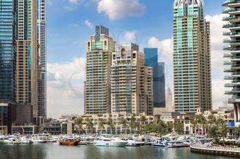 Dubai Marina in a summer day in Dubai, United Arab Emirates