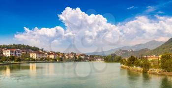 Panorama of Lake in downtown of Sapa, Lao Cai, Vietnam in a summer day