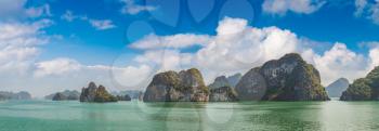 Panorama of World natural heritage Halon bay, Vietnam in a summer day