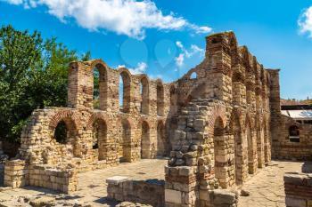 Ruins of The Church of Saint Sofia in Nessebar, Bulgaria in a beautiful summer day