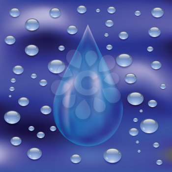 colorful illustration with blue drop on a water background for your design