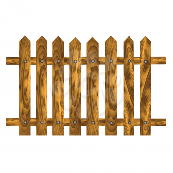 colorful illustration with  wood brown fence on a white background for your design