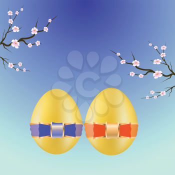 colorful illustration with two easter eggs for your design