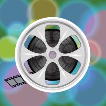 colorful illustration with cinema film tape on disc for your design