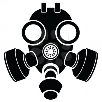  illustration with silhouette of gas mask on a white background for your design