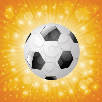 colorful illustration with  soccer ball on a sun background for your design