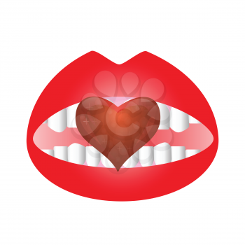 colorful illustration with mouth and heart for your design
