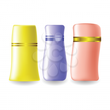 colorful illustration with plastic bottles for cosmetic for your design
