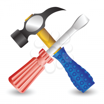 colorful illustration with hammer and screwdriver for your design