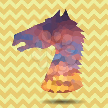 colorful illustration with abstract head horse frame for your design