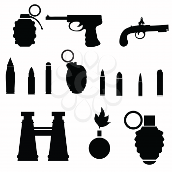 black silhouettes of weapon for your design