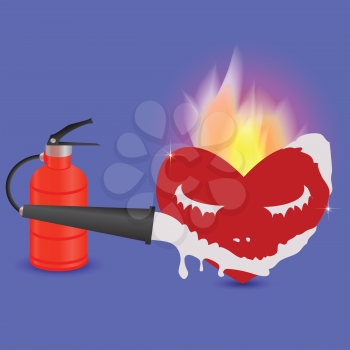 colorful illustration with extinguisher and heart for your design