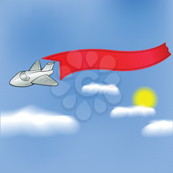 colorful illustration with airplane and banner for your design