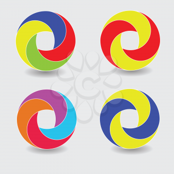 colorful illustration with set of round icons for your design