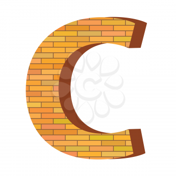 colorful illustration with brick letter C  on a white background