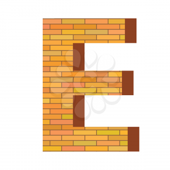 colorful illustration with brick letter E  on a white background