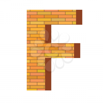 colorful illustration with brick letter F  on a white background