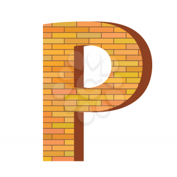 colorful illustration with brick letter P  on a white background