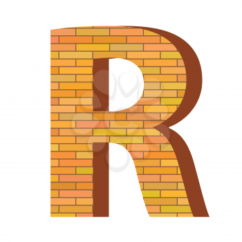 colorful illustration with brick letter R  on a white background