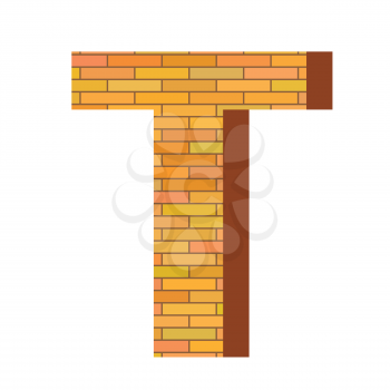 colorful illustration with brick letter T  on a white background