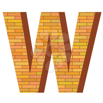 colorful illustration with brick letter W  on a white background