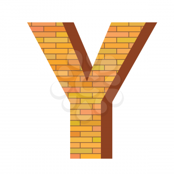 colorful illustration with brick letter Y  on a white background