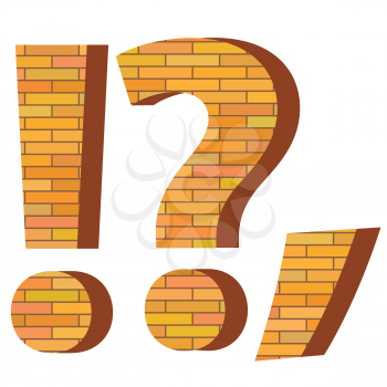 colorful illustration with brick questioin mark on a white background