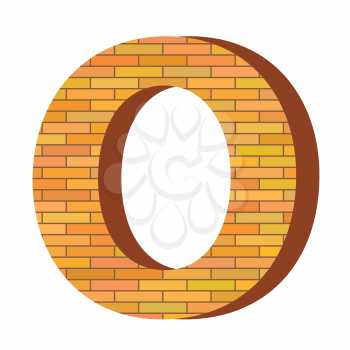 colorful illustration with brick letter O  on a white background