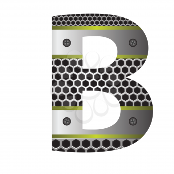 colorful illustration with perforated metal letter B  on a white background