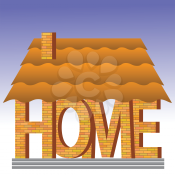 colorful illustration with brick letter home icon on a white background