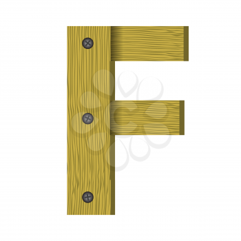 colorful illustration with wood letter F   on a white background