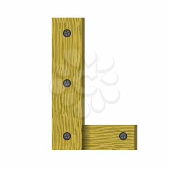 colorful illustration with wood letter L on  a white background