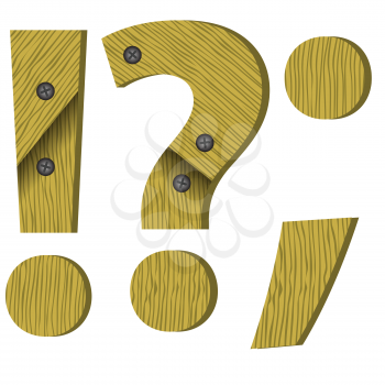 colorful illustration with wood question mark on  a white backgroun