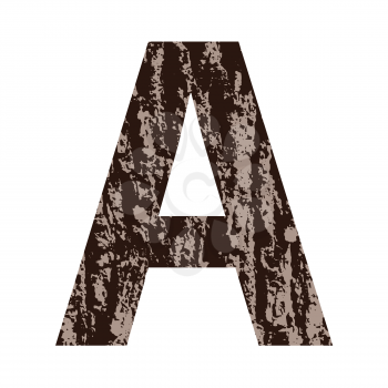 colorful illustration with letter A made from oak bark on  a white background