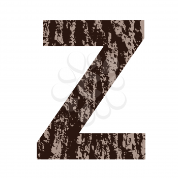 colorful illustration with letter Z made from oak bark on  a white background