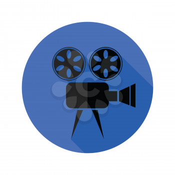 colorful illustration with Movie projector flat icon on a white background